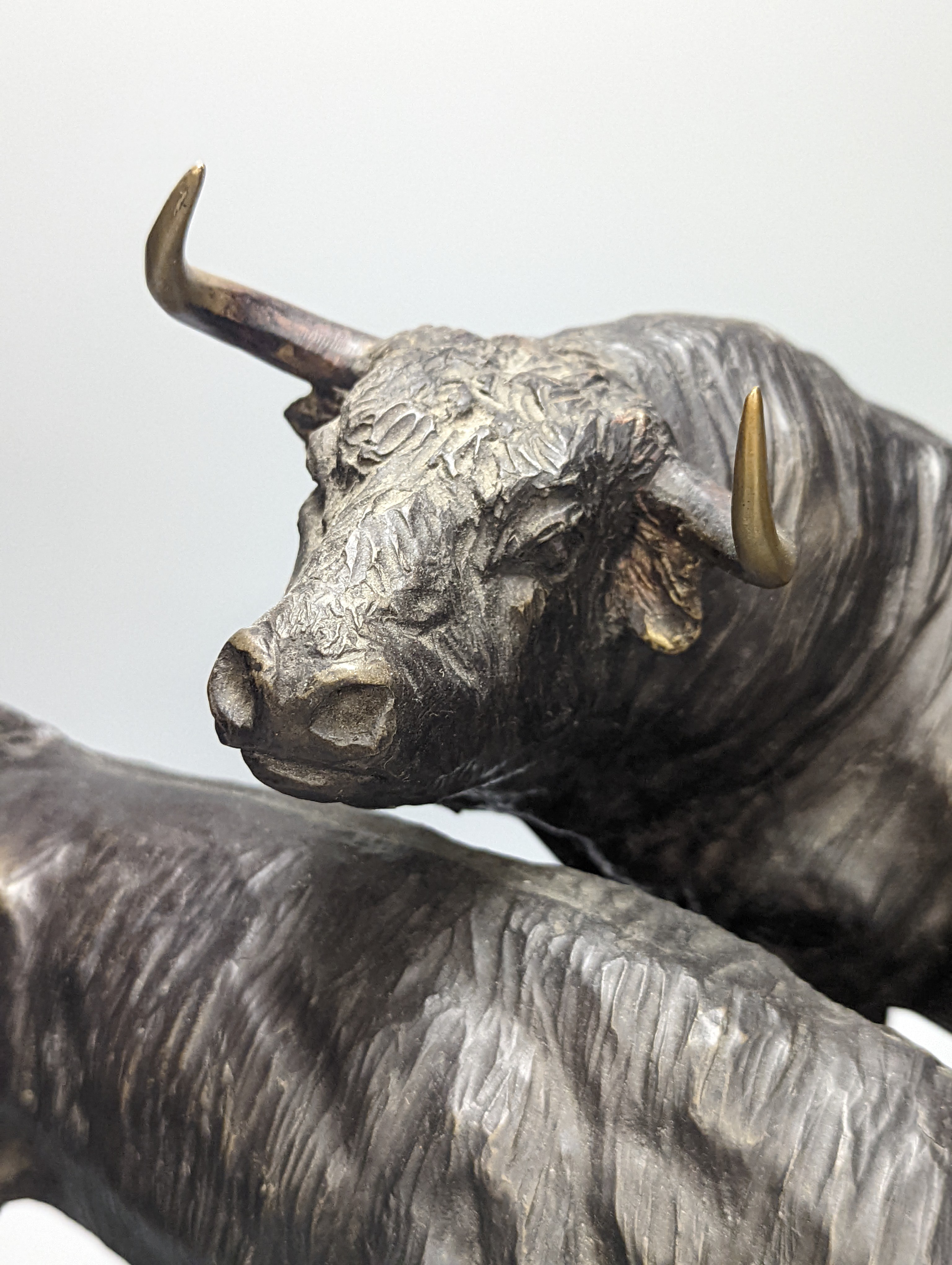 After Luis Moreno Cutando. A bronze group of two bulls width 46cm depth 32cm height 34cm